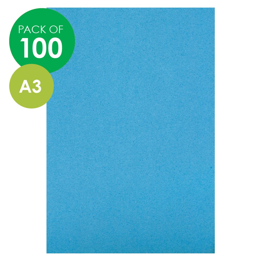 Cardboard Blue A3 Pack of 100 Coloured Card CleverPatch Art