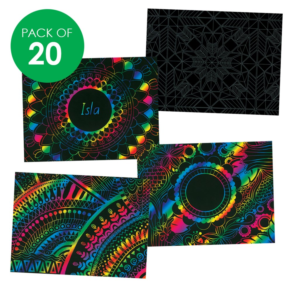 Scratch Board Printed Sheets Assorted Pack of 20 CleverPatch