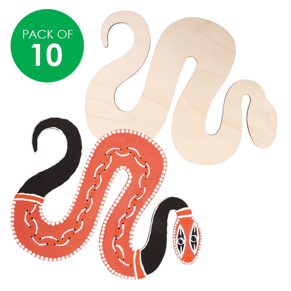 Wooden Snake Pack of 10 CleverPatch Art & Craft Supplies