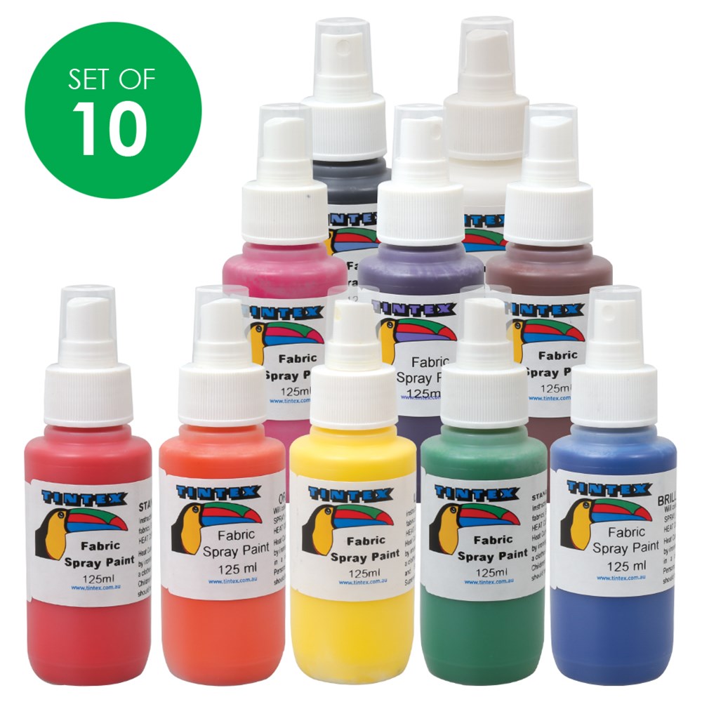 Tintex Fabric Spray Paint 125ml Set of 10 Colours CleverPatch