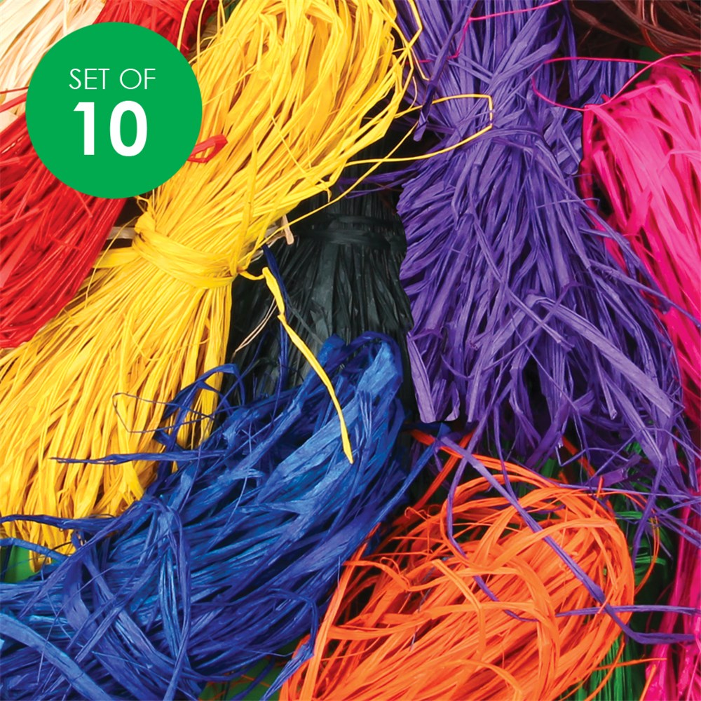Natural Raffia 25g Set of 10 Colours CleverPatch CleverPatch