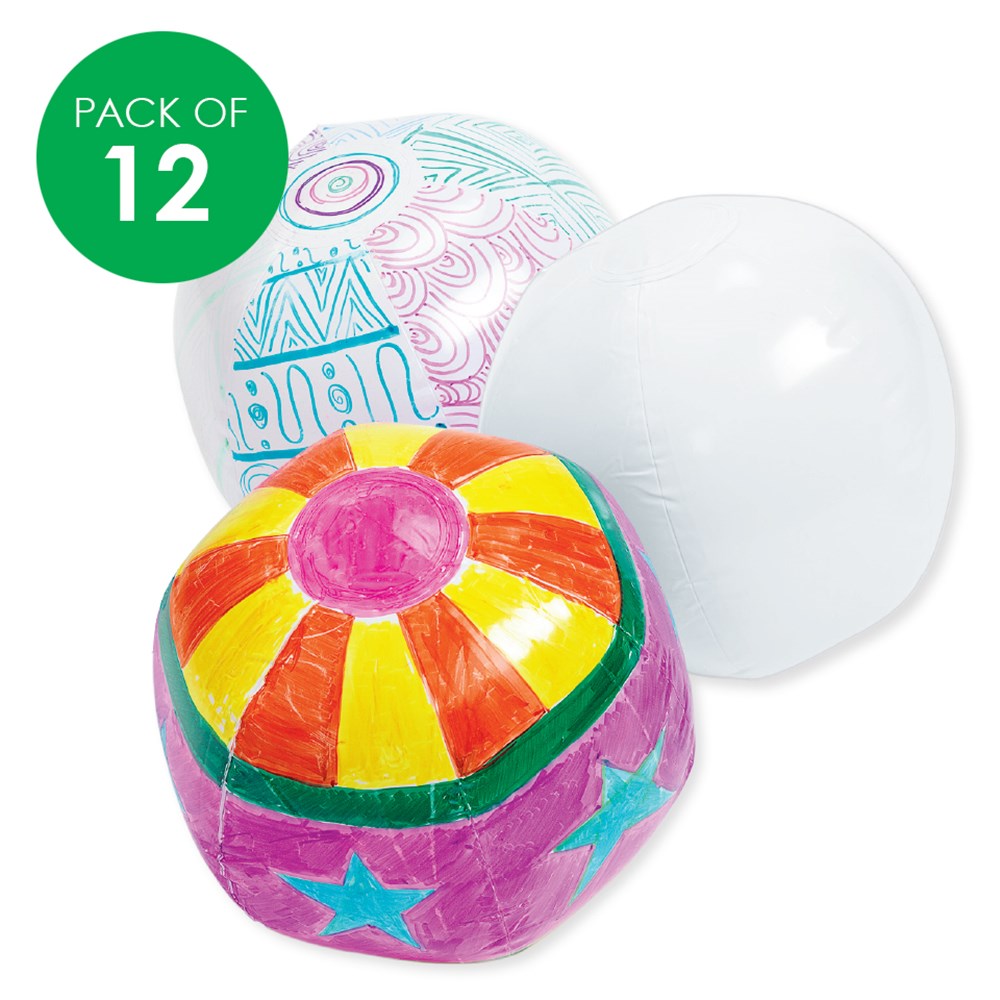 Colorations Decorate Your Own Beach Balls Pack of 12 CleverPatch CleverPatch Art & Craft