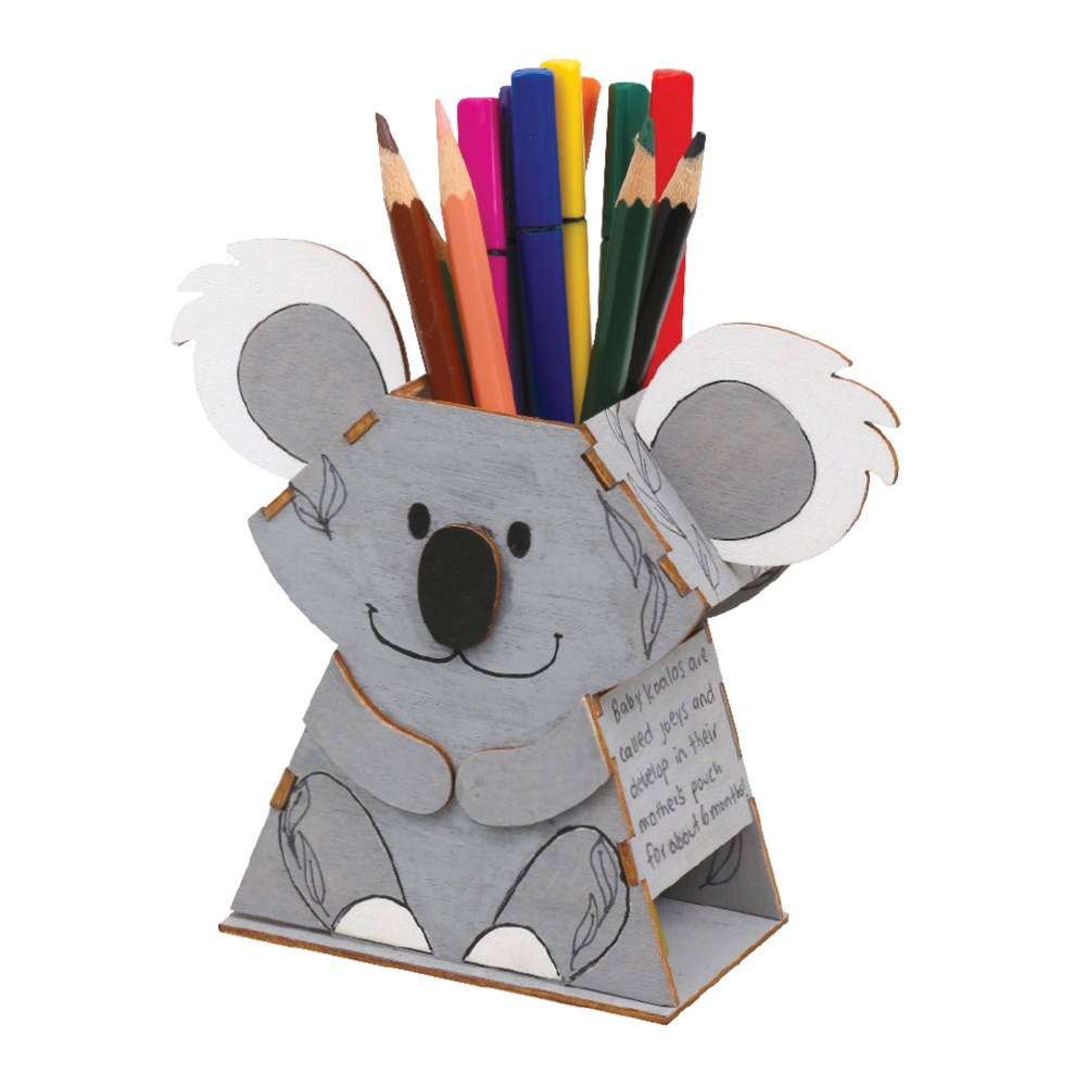 3D Wooden Koala Pencil Holder Each CleverPatch CleverPatch Art