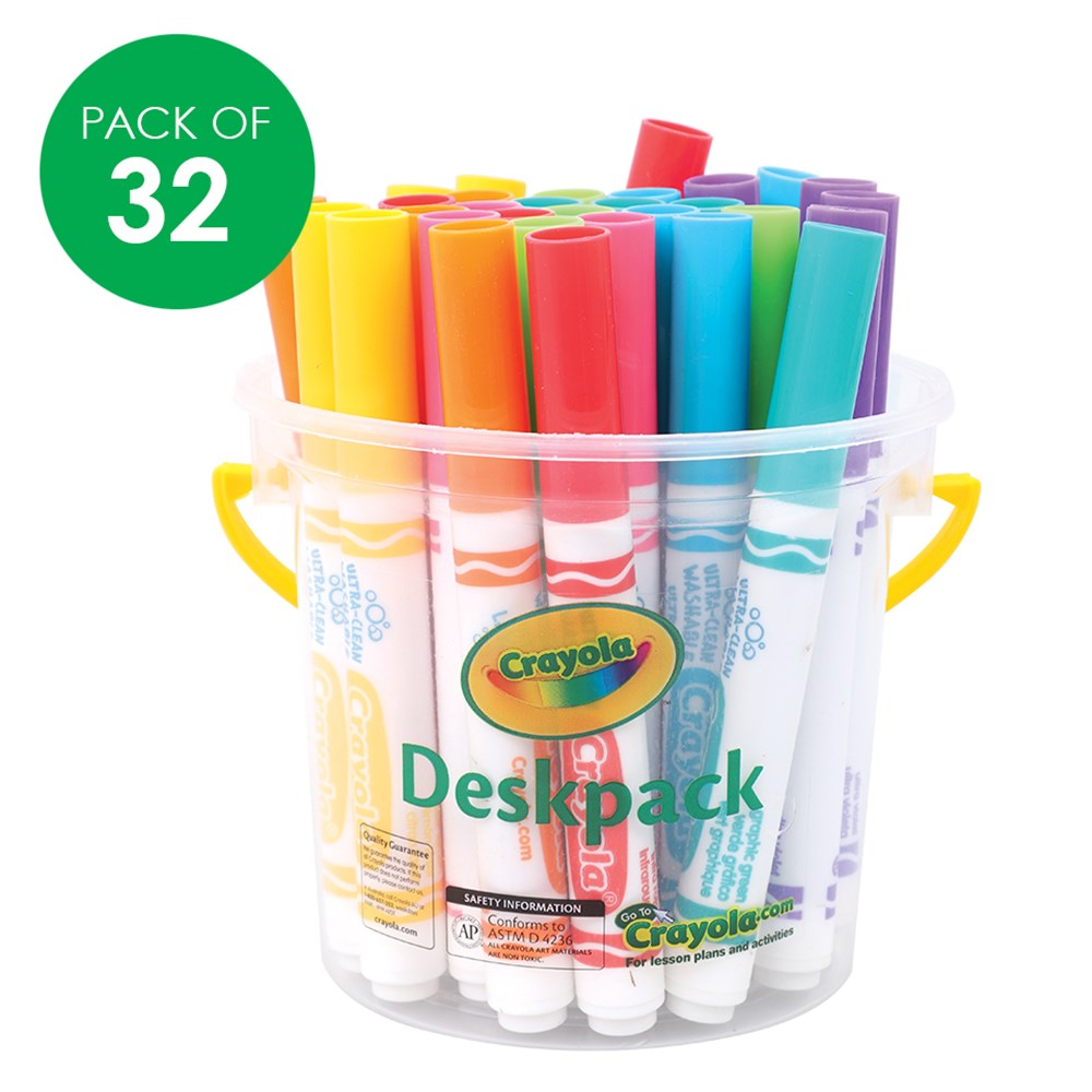 Crayola Washable Broad Line Markers Deskpack Brights Pack of 32