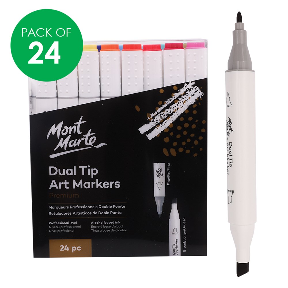 Mont Marte Dual Tip Art Markers Pack of 24 CleverPatch