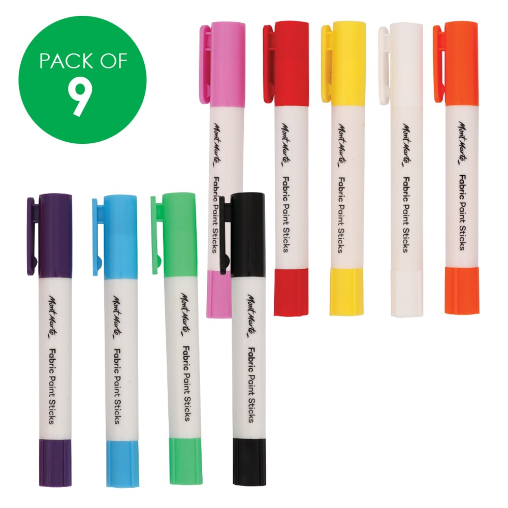 Mont Marte Fabric Paint Sticks Pack of 9 CleverPatch CleverPatch