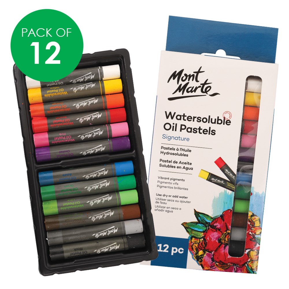 Mont Marte Watersoluble Oil Pastels Pack of 12 CleverPatch