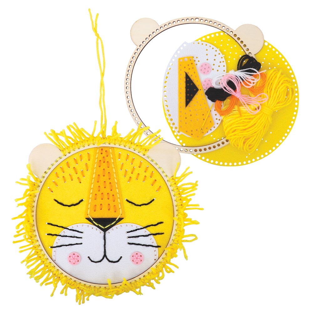 Embroidery Wall Hanging Kit Lion CleverPatch CleverPatch Art