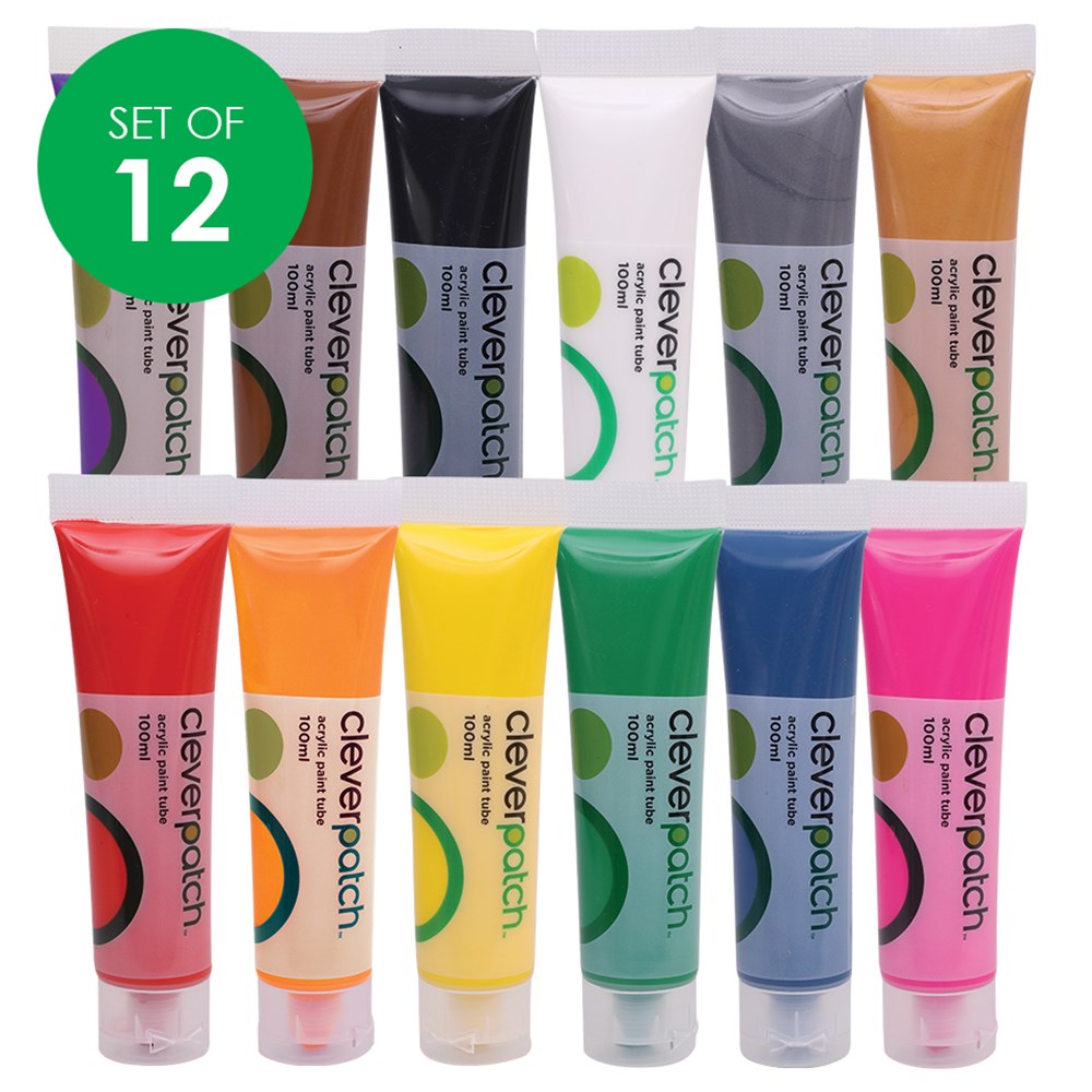 CleverPatch Acrylic Paint Tubes 75ml Set of 14 Colours