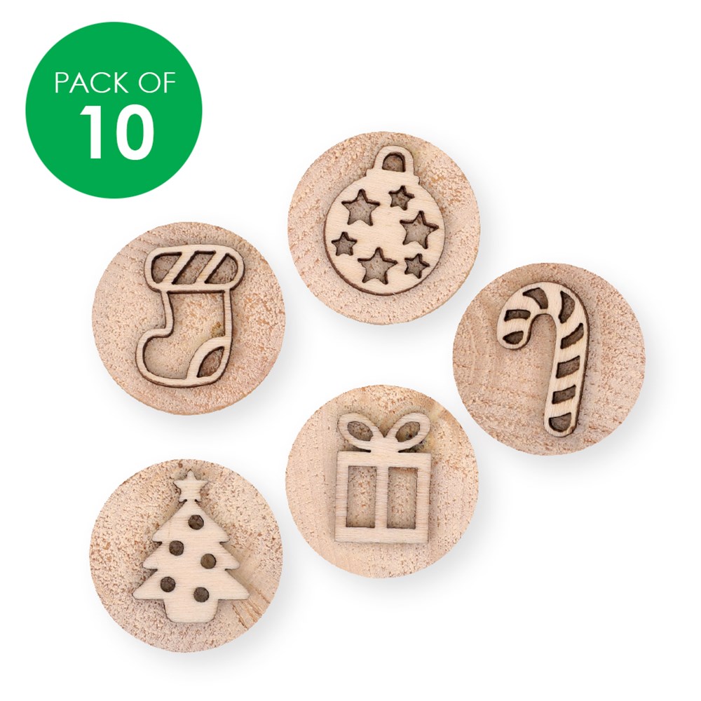 Wooden Christmas Stamps Pack of 10 CleverPatch CleverPatch Art
