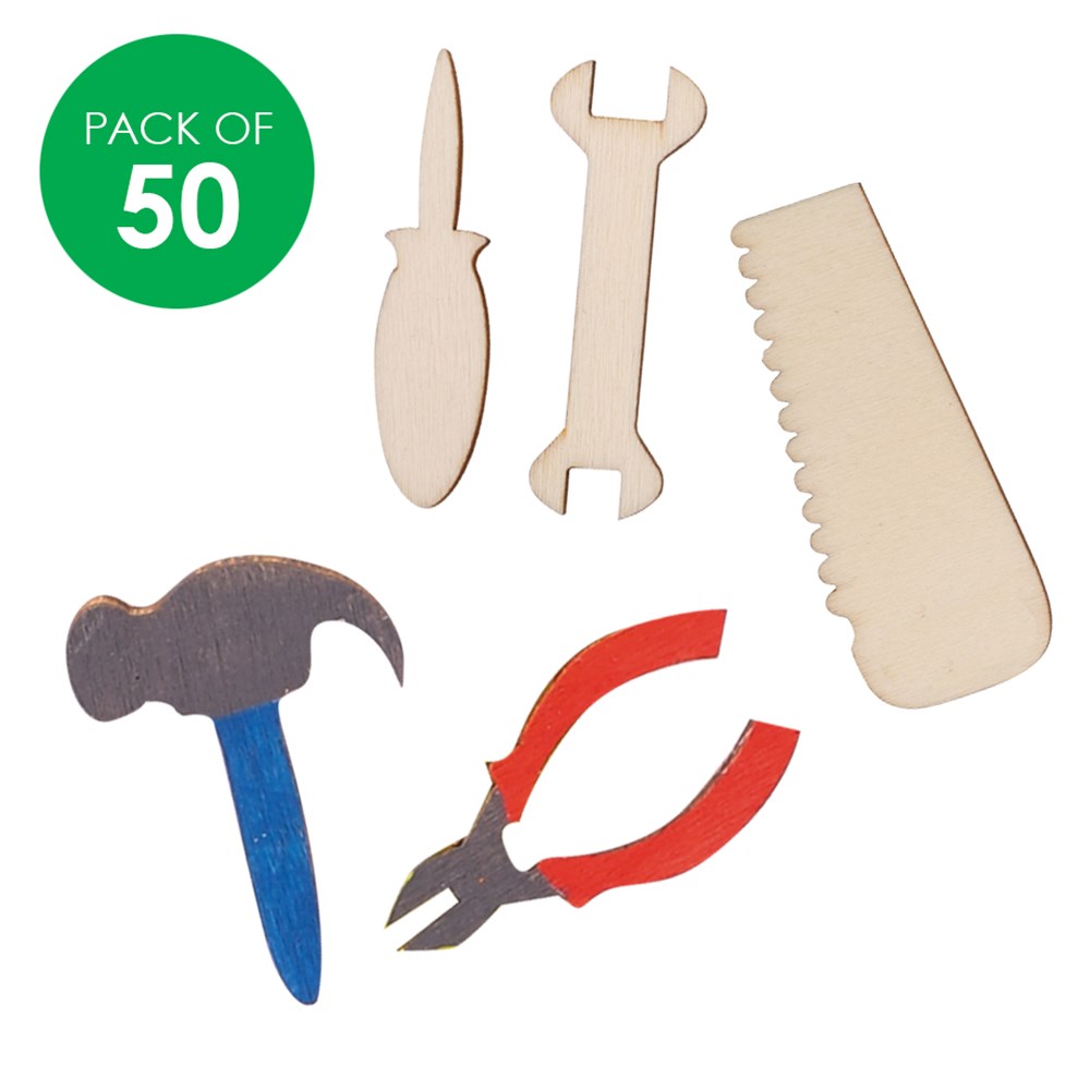 Mini Wooden Tool Shapes Pack of 50 CleverPatch CleverPatch Art