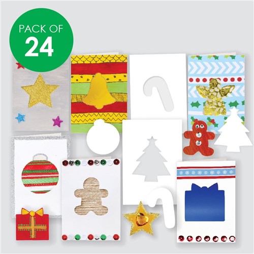 Cardboard Christmas Cutout Cards White Pack of 24 Paper