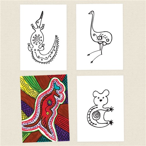 Australian Animals Aboriginal XRay Art Canvases Pack of 4 Canvas