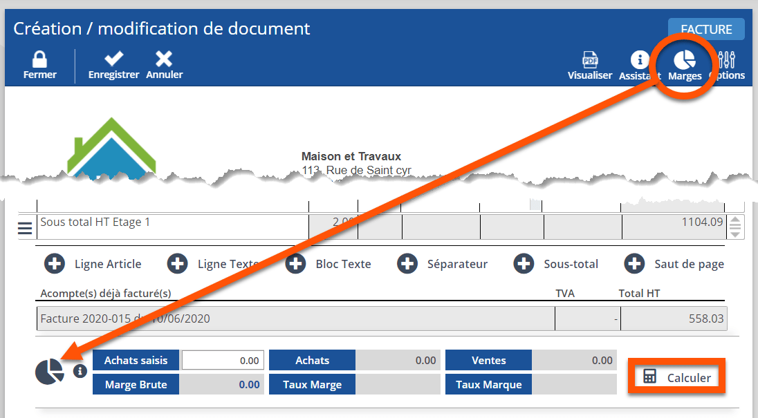 Contrôle des marges Tutoriel ClicFacture