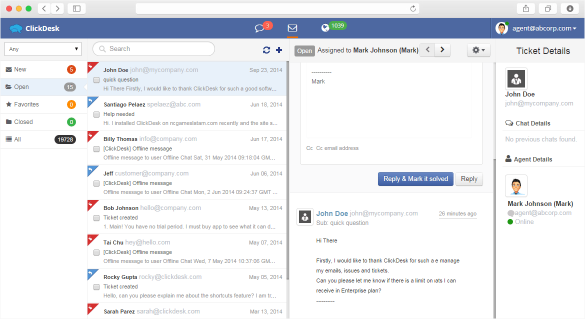 Chat Report ClickDesk