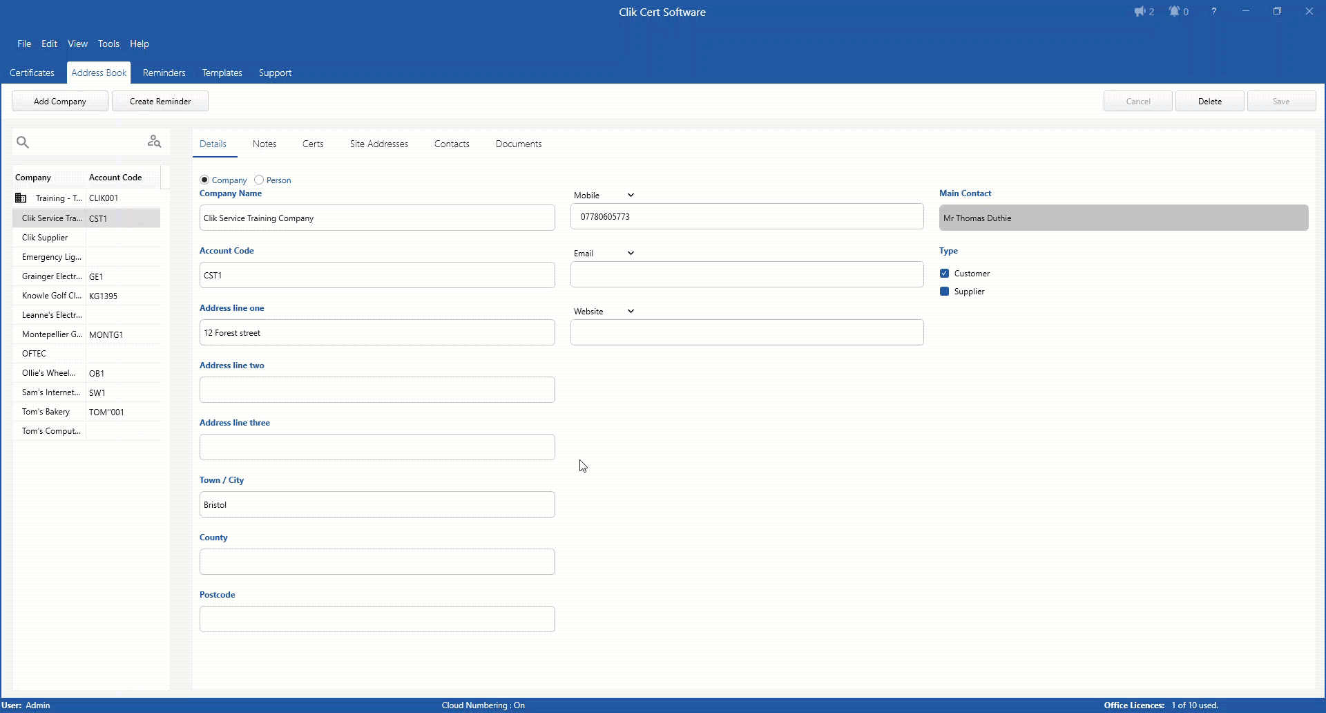 Searching Customers' Certs Clik Cert Clik