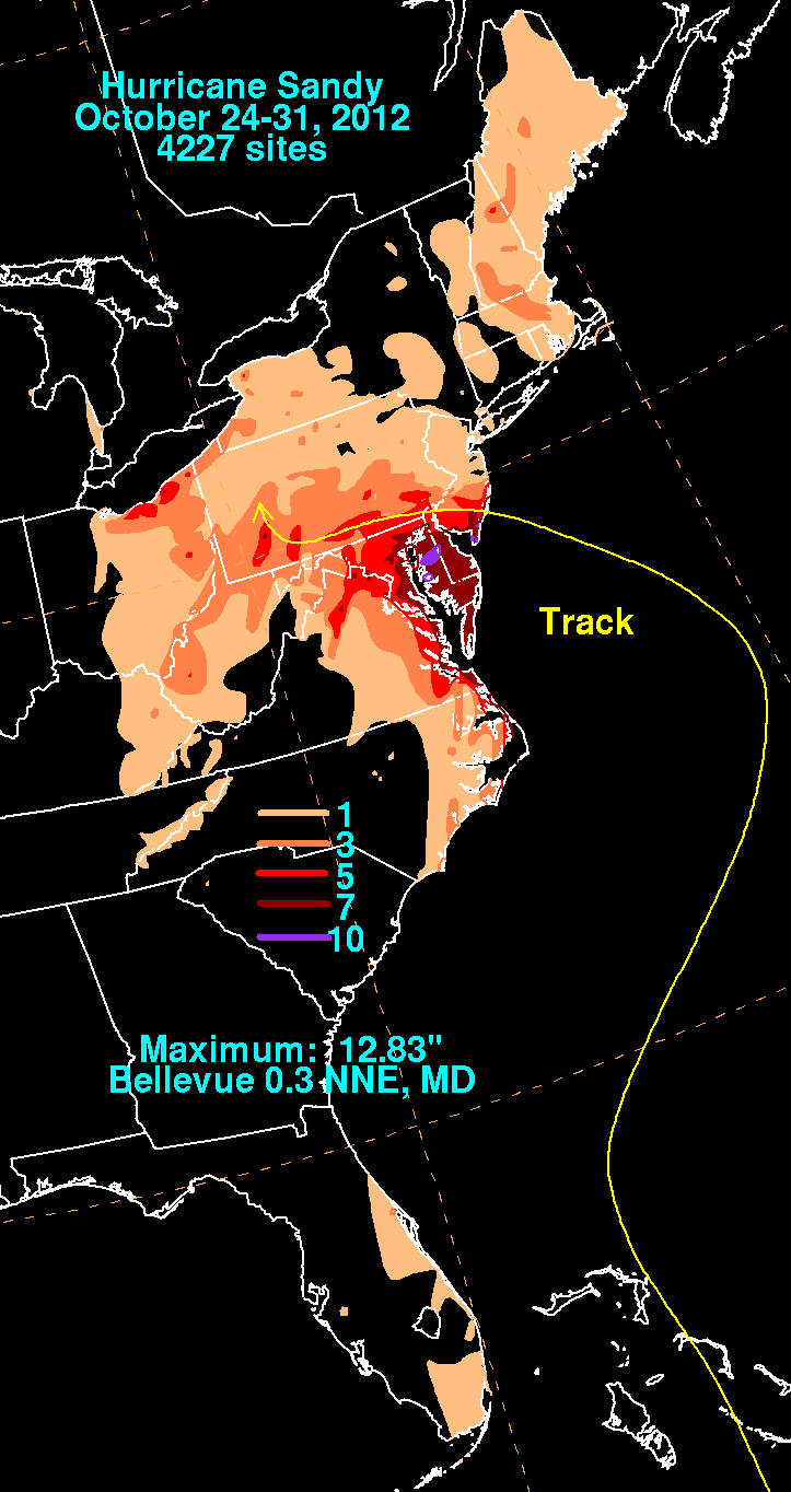 Sandy 2012 rainfall totals Climate Signals