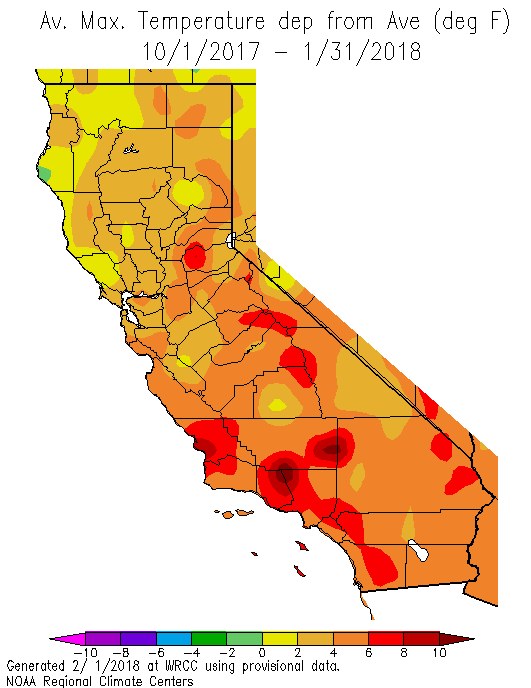 Maps California Temperature and Precipitation 20172018 Water Year