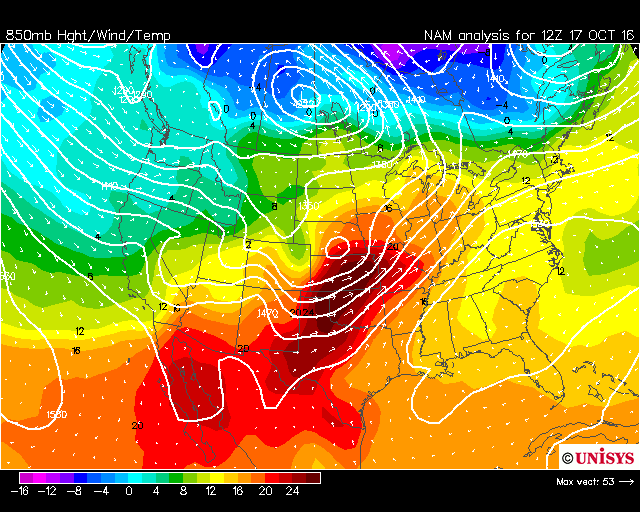 850 Mb Weather Map Climate Signals Map US 850 mb weather conditions for October 17, 2016