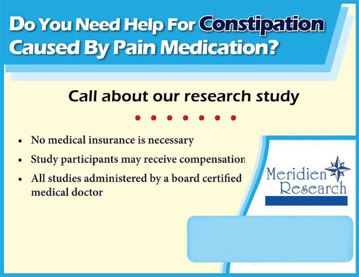 Constipation Due to Pain Medication Tampa FL (Clinical Trial 12767)