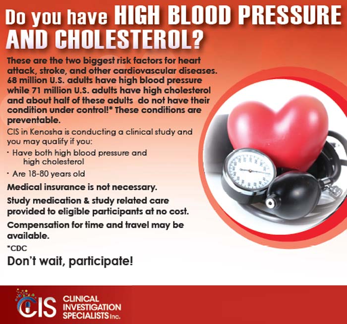 High Blood Pressure and Cholesterol Kenosha WI (Clinical Trial 27253)