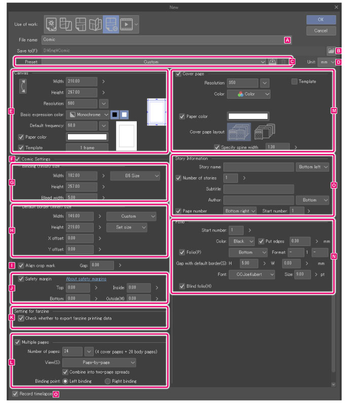 CLIP STUDIO PAINT Instruction manual New dialog box (Show all comic