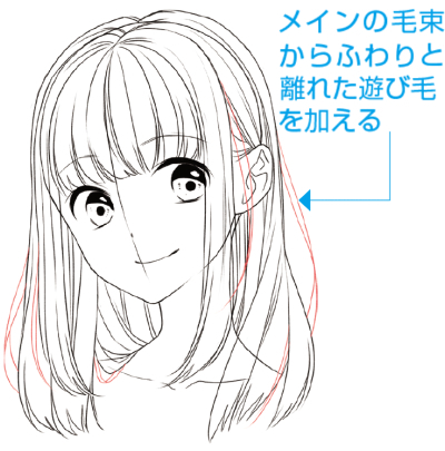 タカさん Twitter पर: "耳元の髪を耳に掛ける仕草のしずりん描きました🙏 2枚目はLife Is Strangeっぽくポラロイド写真風に📷 最終回楽しみだな～！ #凛Art Https://T.co/Felenozxox" / Twitter 分け目・つむじの位置で悩まない！髪の基本的な描き方 | イラスト・マンガ描き方ナビ