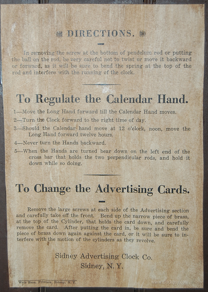 Sidney Advertising Clock Company History Antique Clocks Guy Antique Clocks and Mechanical