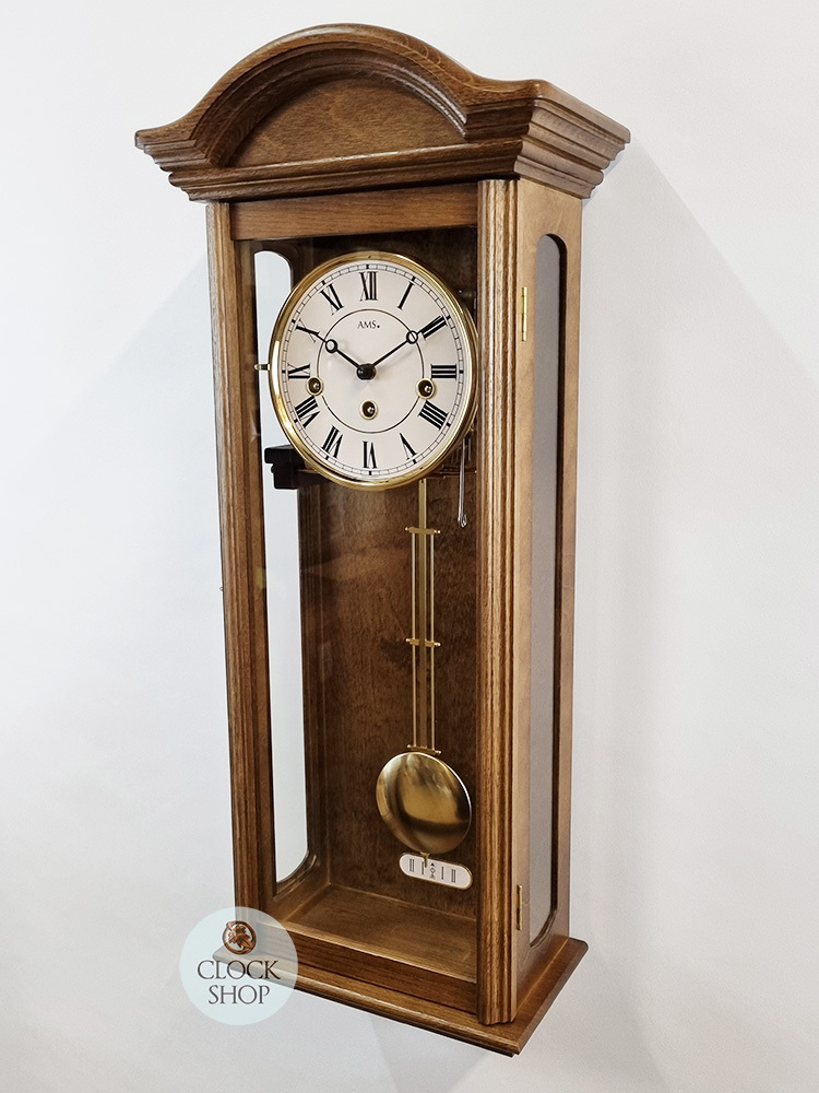 64cm Oak 8 Day Mechanical Chiming Wall Clock By AMS Clock Shop Australia