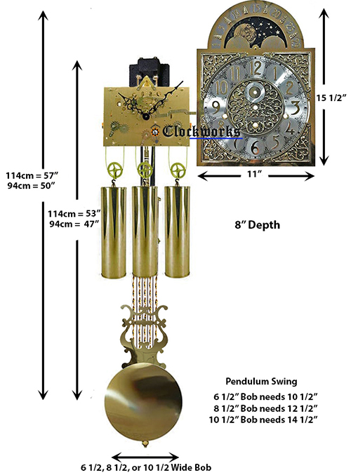 GFKIT101 German Grandfather Clock Kit 1161 Clockworks Clockworks