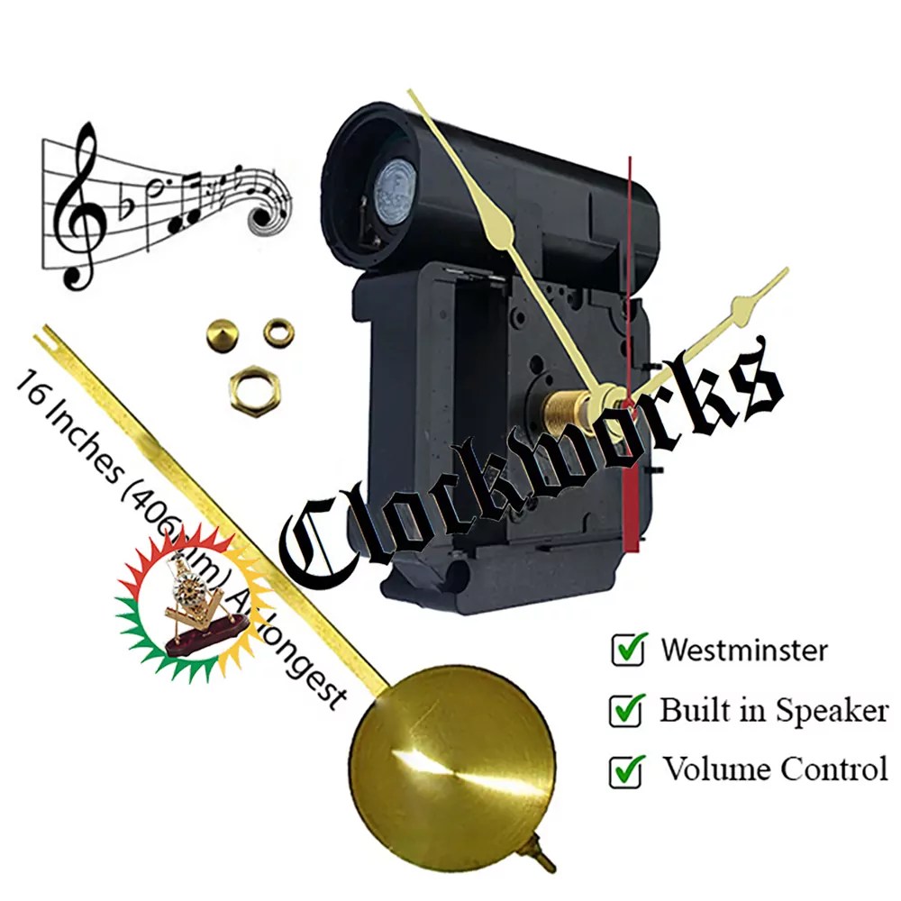 Christmas Chiming Clock Movement Pendulum or non Clockworks Clockworks