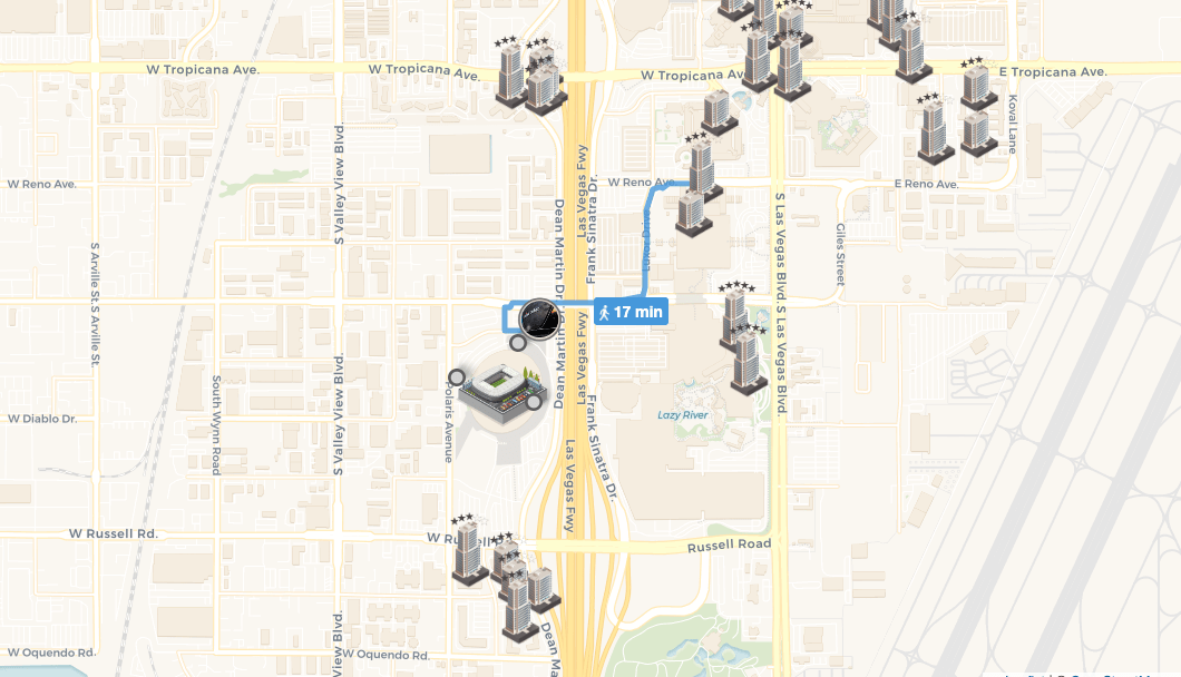 10 hotels within walking distance from Allegiant Stadium