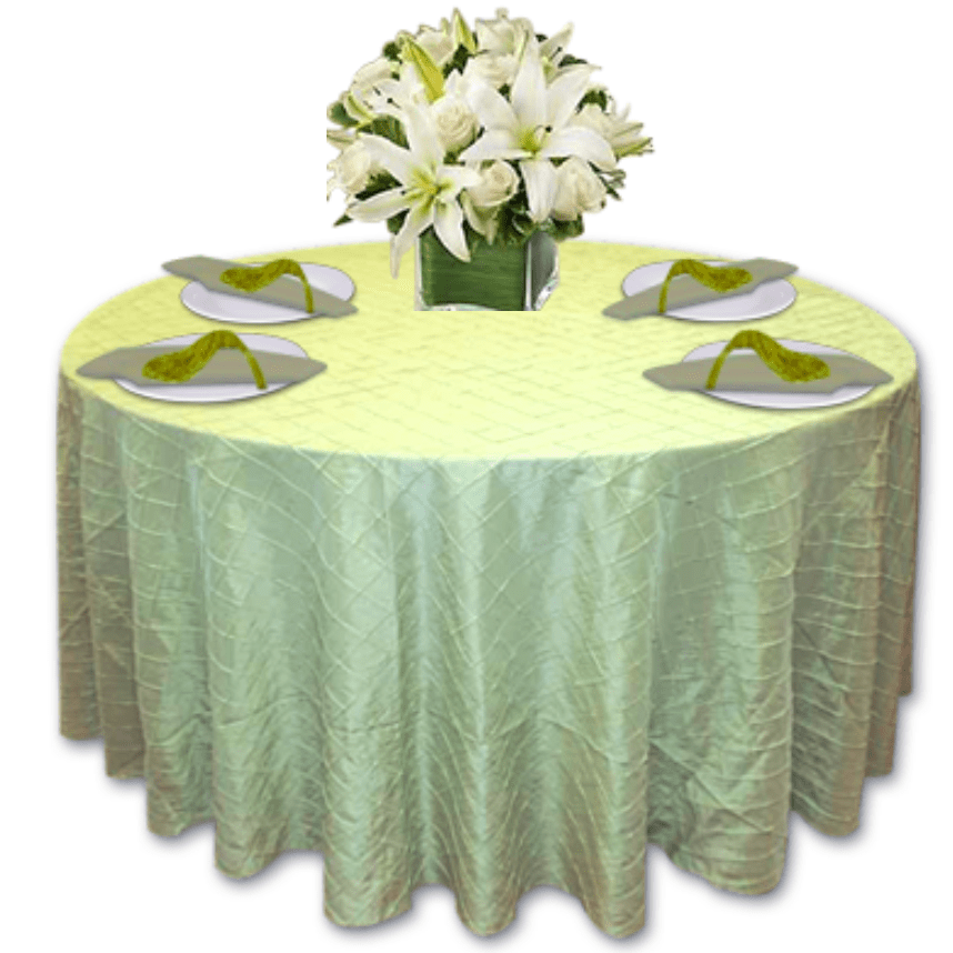 Apple Green PIntuck Taffeta Table Linen Rentals Tablecloth