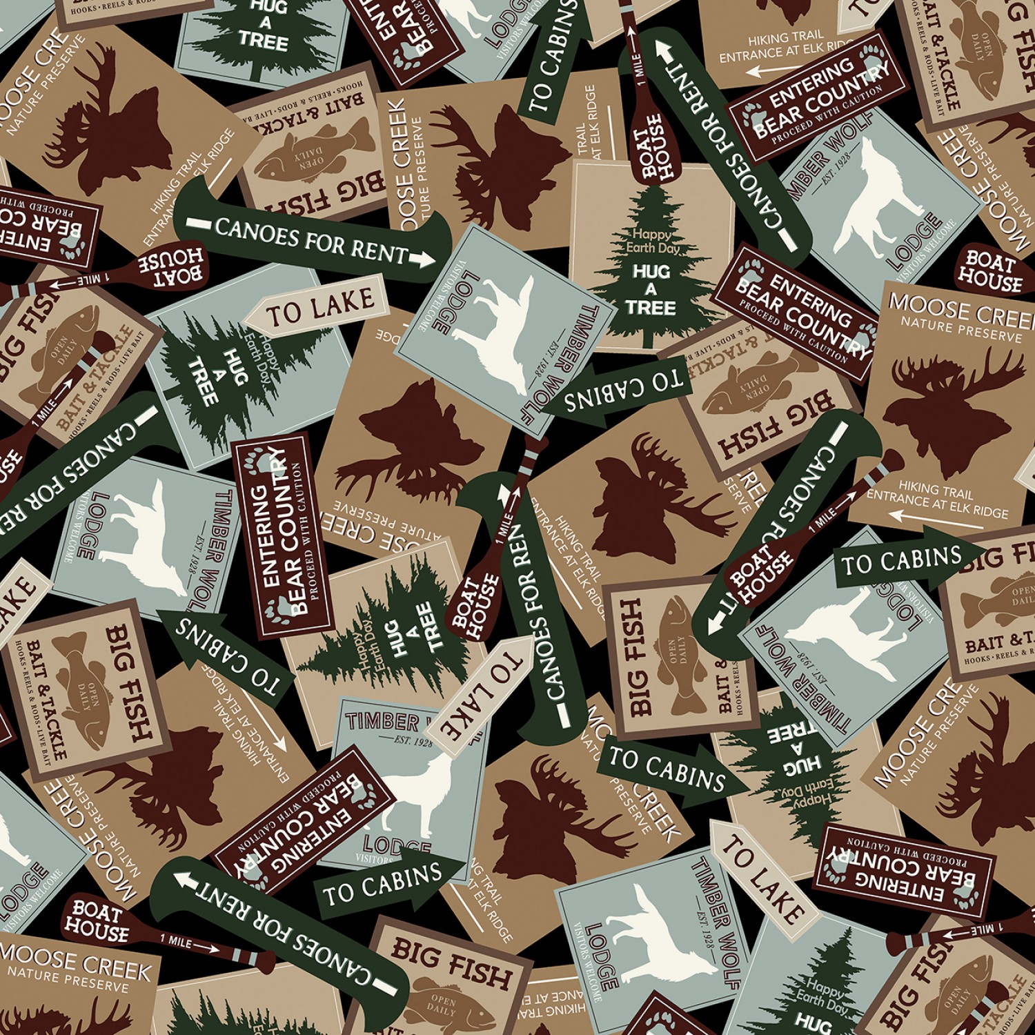 MOOSE CREEK, BLACK LODGING SIGNS, FROM KANVAS, BY BENARTEX