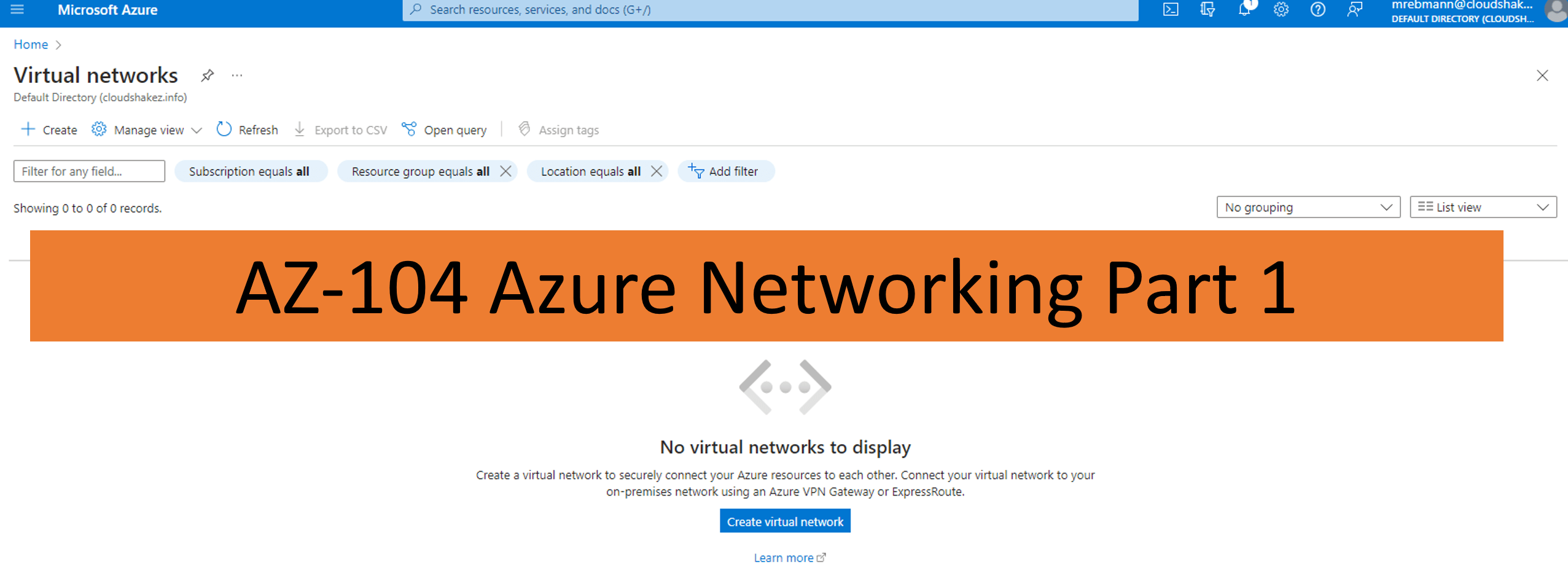 AZ104 Study Guide Azure Networking Part 1 cloud13.ch