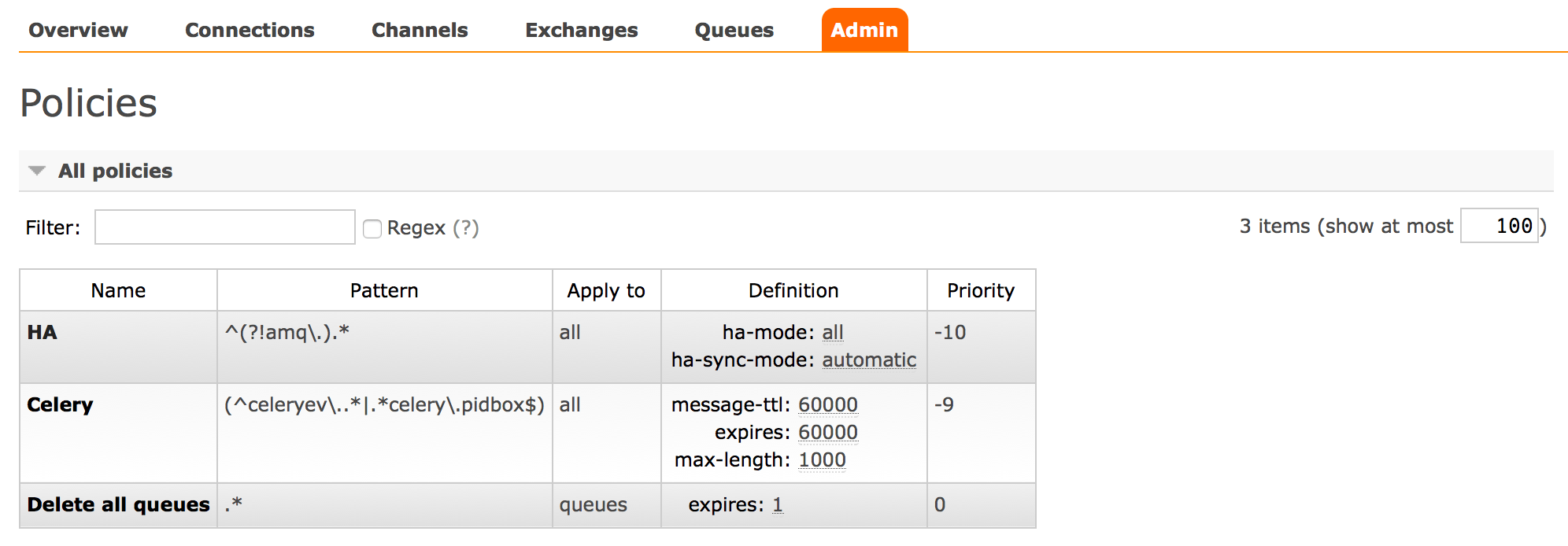 How to delete single or multiple queues in RabbitMQ