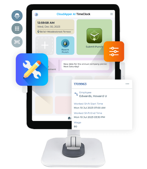 CloudApper AI AI Time Clock for Oracle Tablet/iPad App For ClockIn
