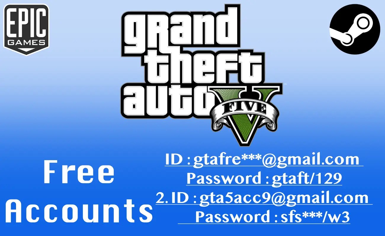 GTA 5 Free Accounts for PC IDs and Password List August 2024
