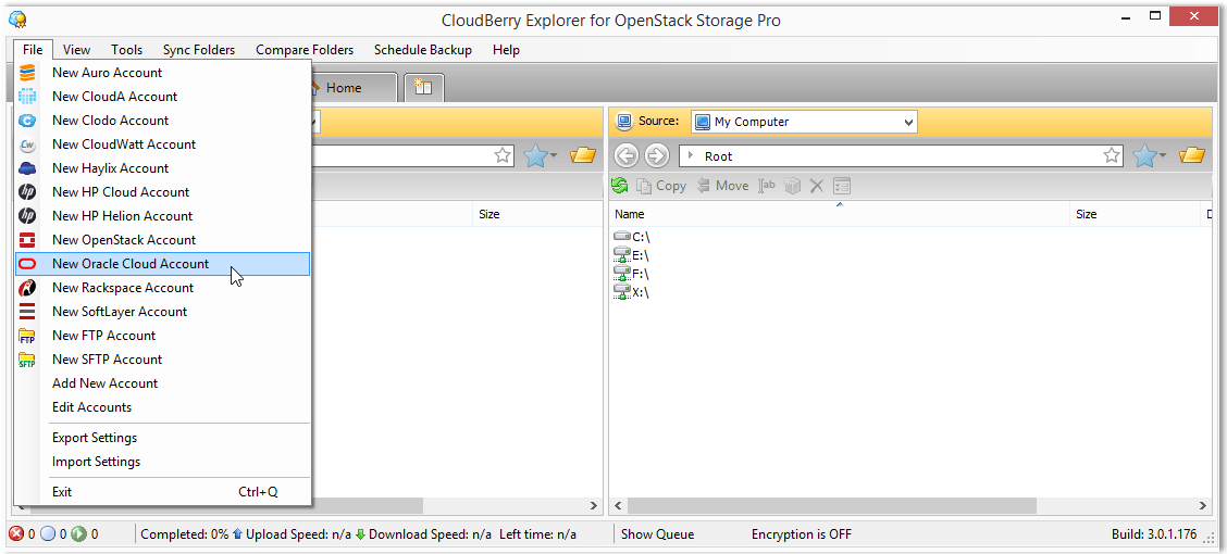 How to configure CloudBerry Explorer to work with Oracle cloud storage