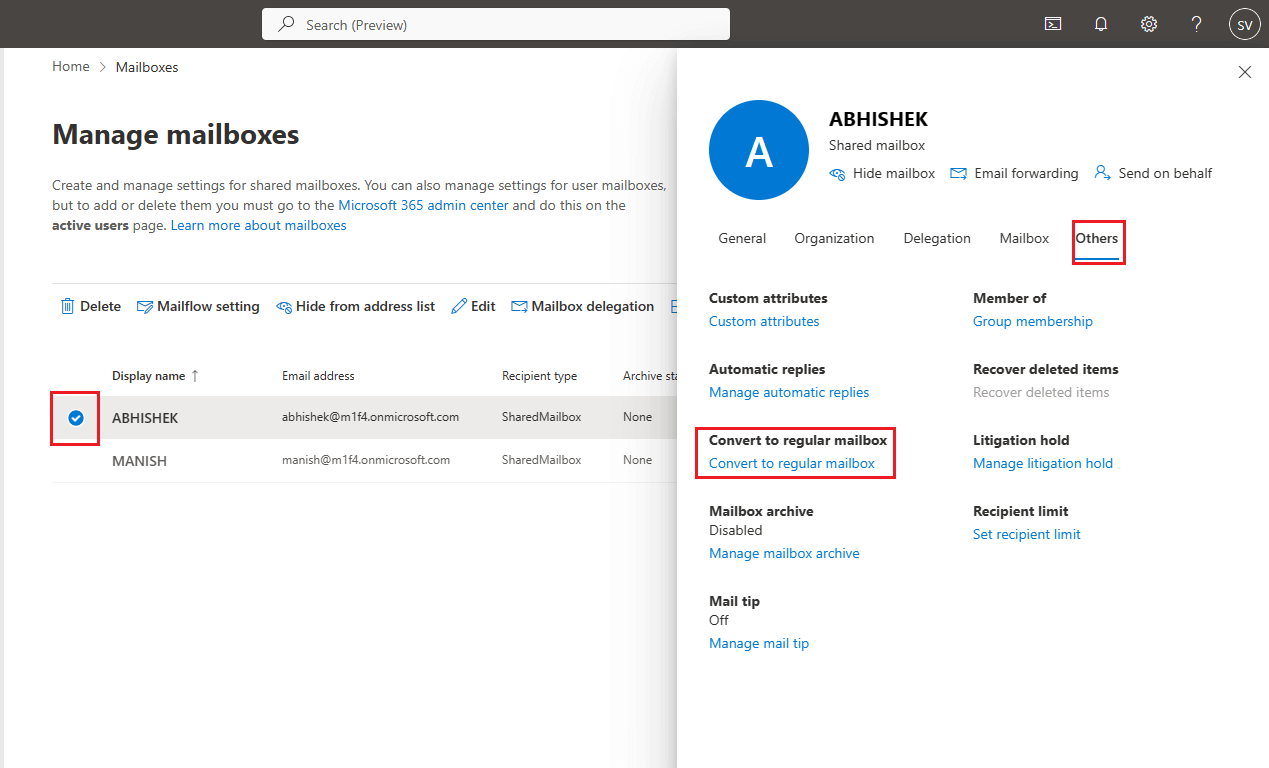 Convert Shared Mailbox to User/Regular Mailbox Office 365