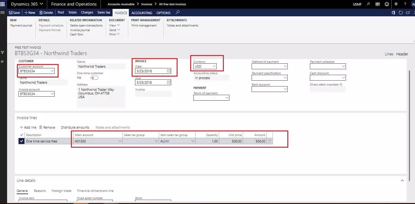 Click on Total for check the total amount of invoice.