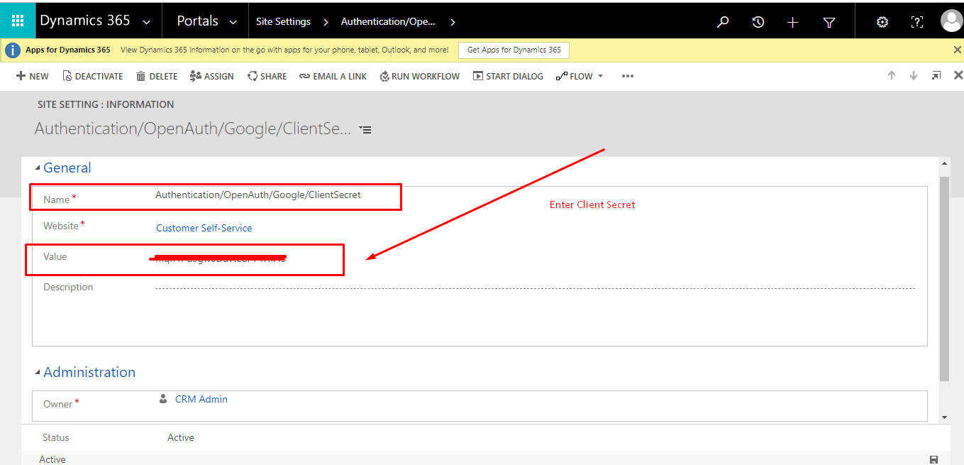 Set up Gmail Authentication for D365 Portals Customer