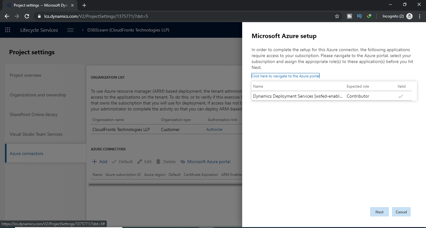 Again Click on next move to the next step Upload Management Certificate