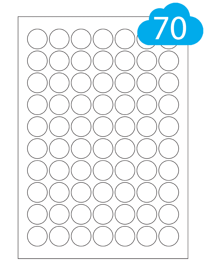 70 Round Glass Removable Labels Per A4 Sheet 25mm Circles CL7025GREMR