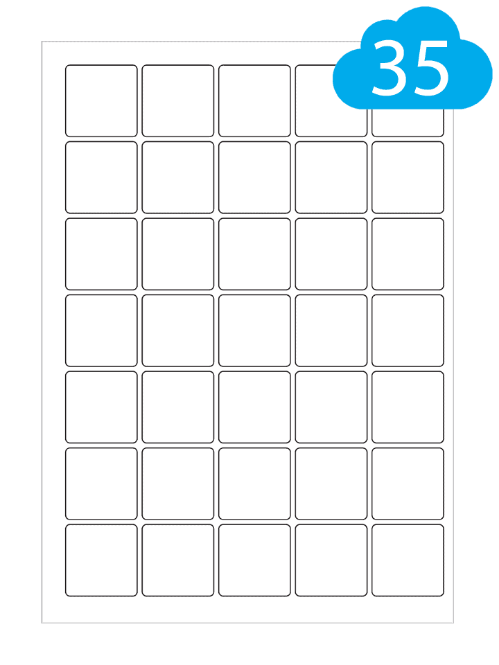 35 Square Labels Per A4 Sheet 37mm x 37mm Square Stickers CL3537SQ
