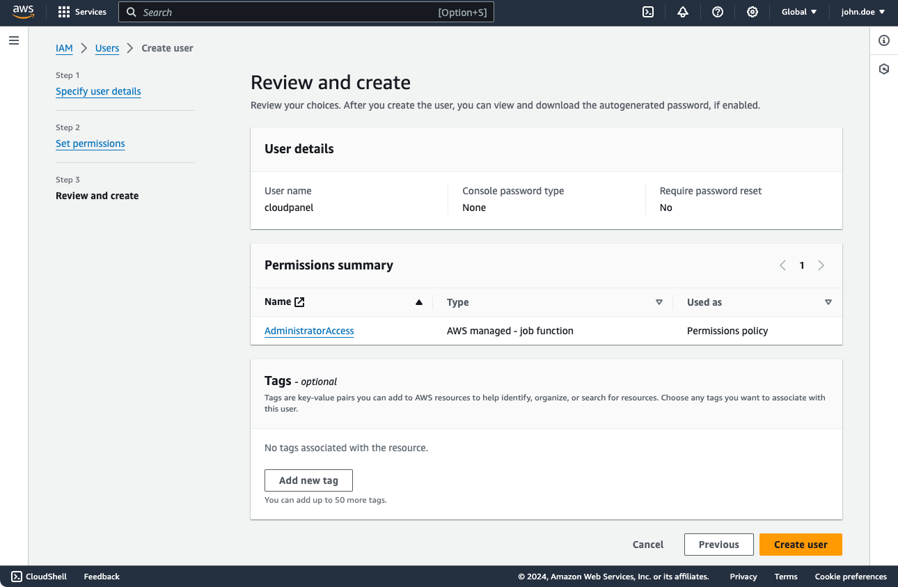 Amazon  Services CloudPanel Documentation