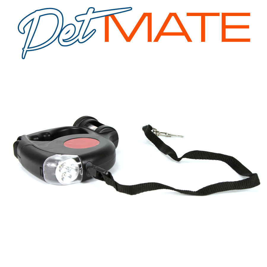 3in1 Retractable Dog Leash Light Bag Dispenser Pet Led Up Head Collar
