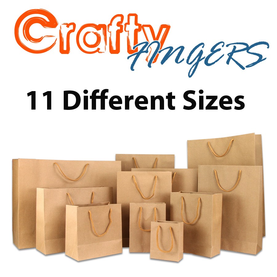 1050 BULK BROWN KRAFT CRAFT PAPER GIFT CARRY BAGS Paper HANDLES 11 sizes