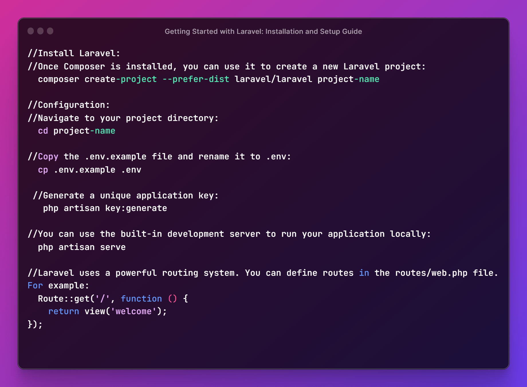 Laravel Installation and Setup Guide