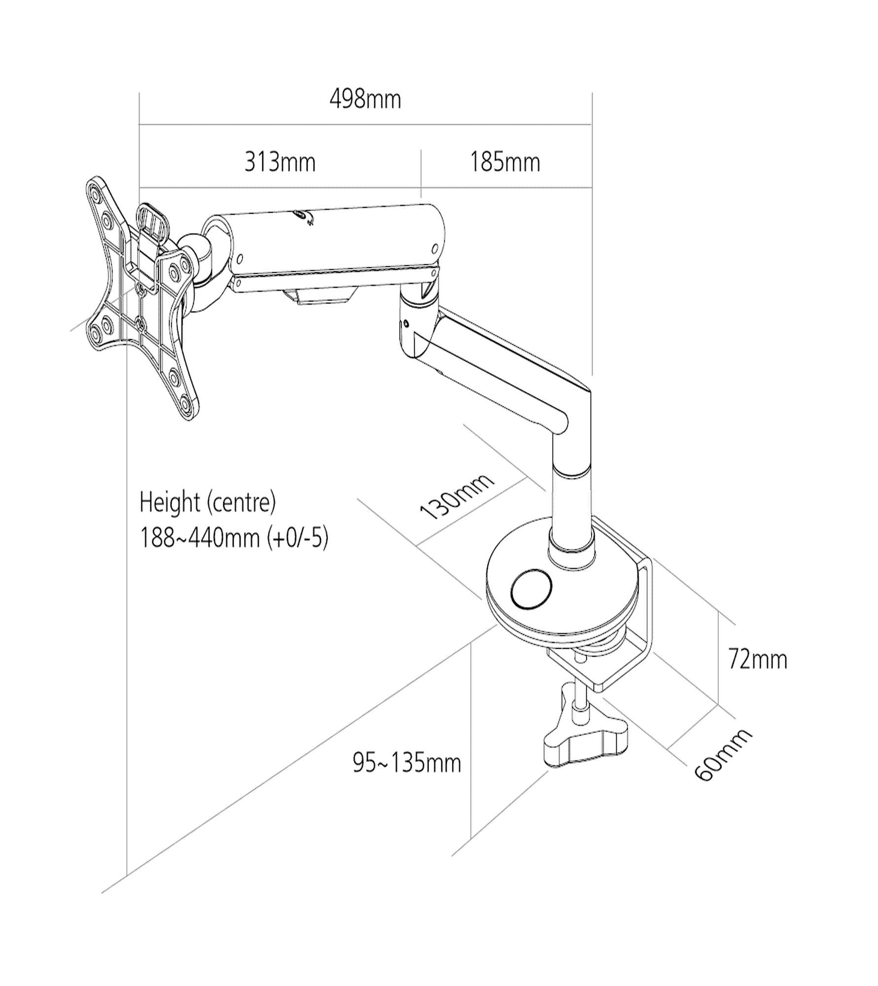 ReachSpringAssistedMonitorArmDimensions CMD Ltd